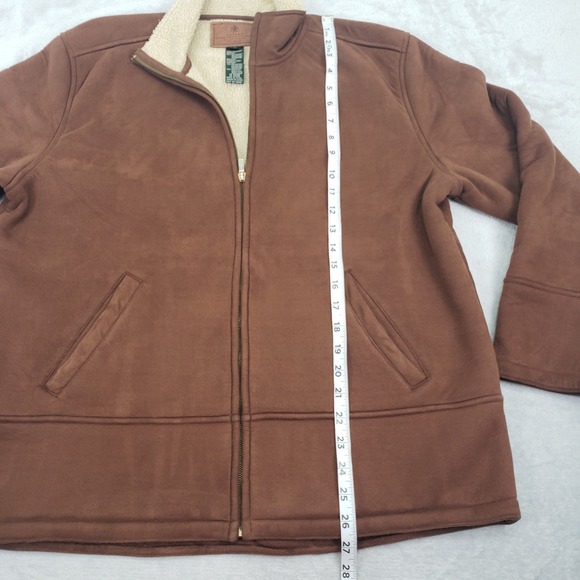 Lauren Ralph Lauren Women L Brown Faux Suede Sherpa Lined Zip Up Jacket Coat - Picture 6 of 14
